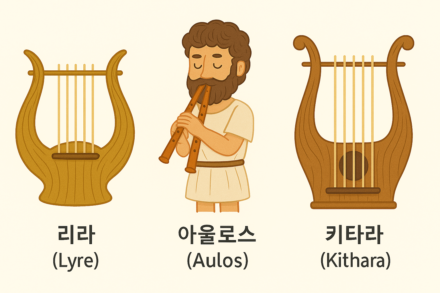 리라, 아울로스, 키타라